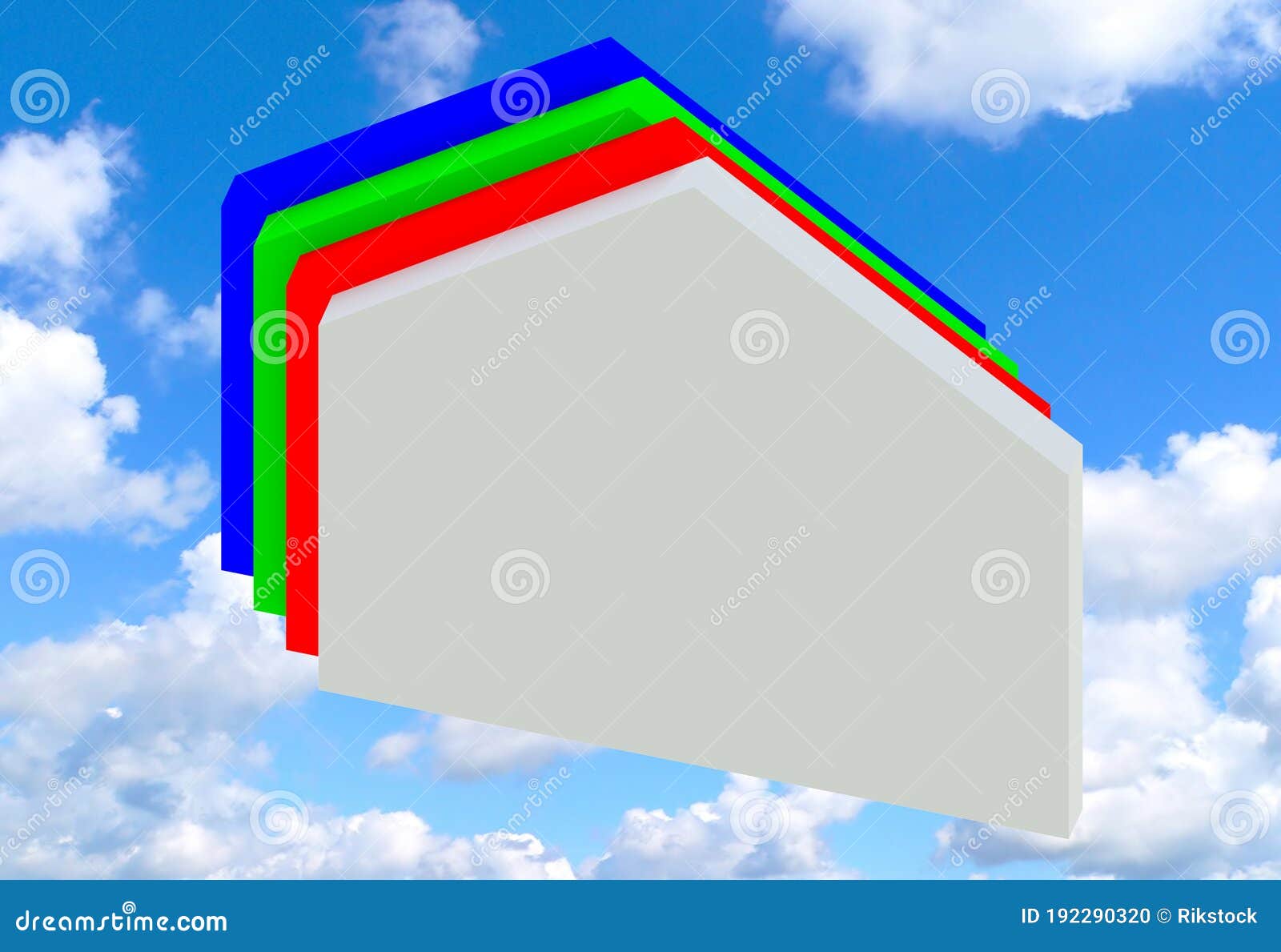 3d house drawn in schematic form, with multicolored linear s.