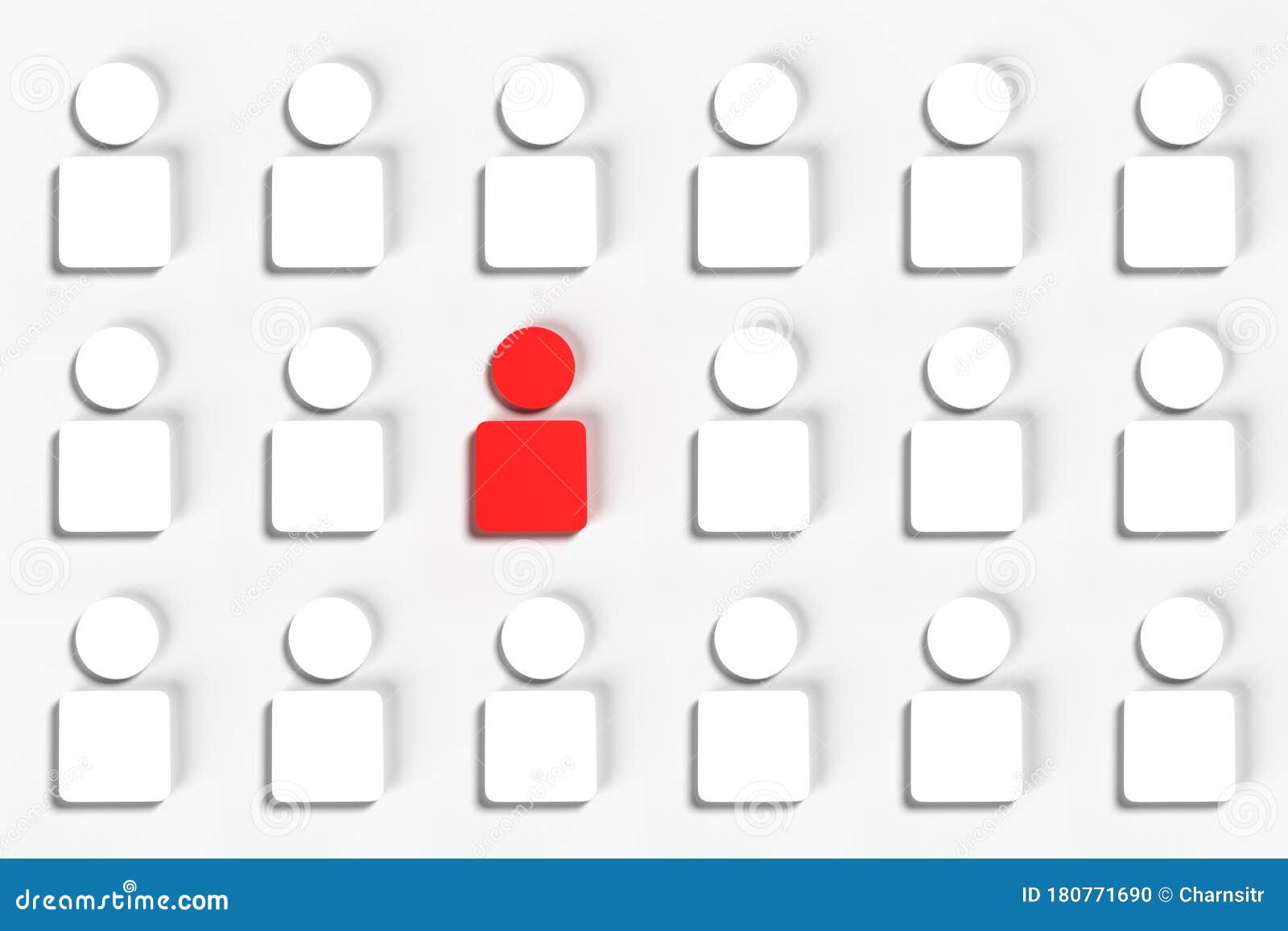 Human Icon with One Red Stand Out Person Stock Photo Image of