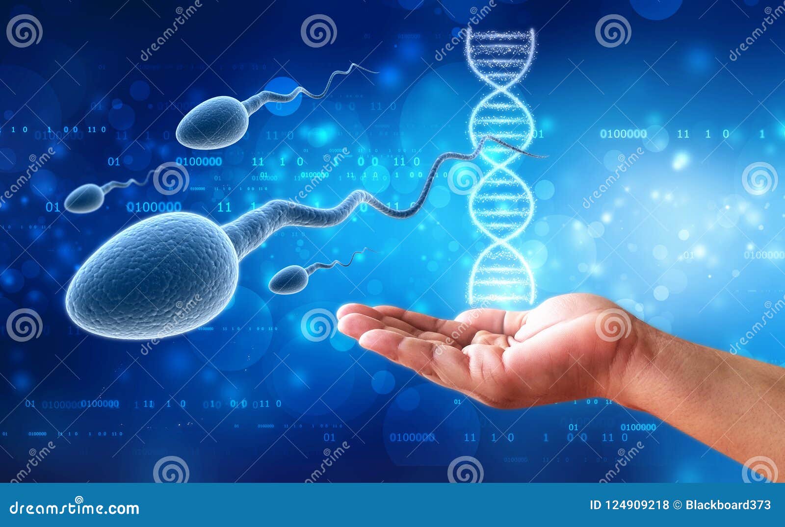 3d human sperm in medical background