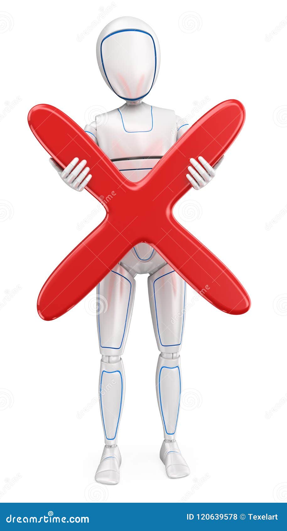 3d humanoid robot standing with a big red cross