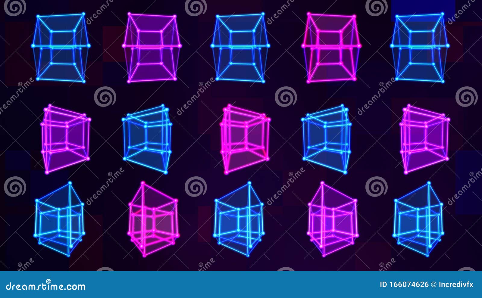 4D Hypercube Tesseract Array Matrix with Trippy Visual Neon Colors -  Abstract Background Texture Stock Illustration - Illustration of  psychedelic, purple: 166074626