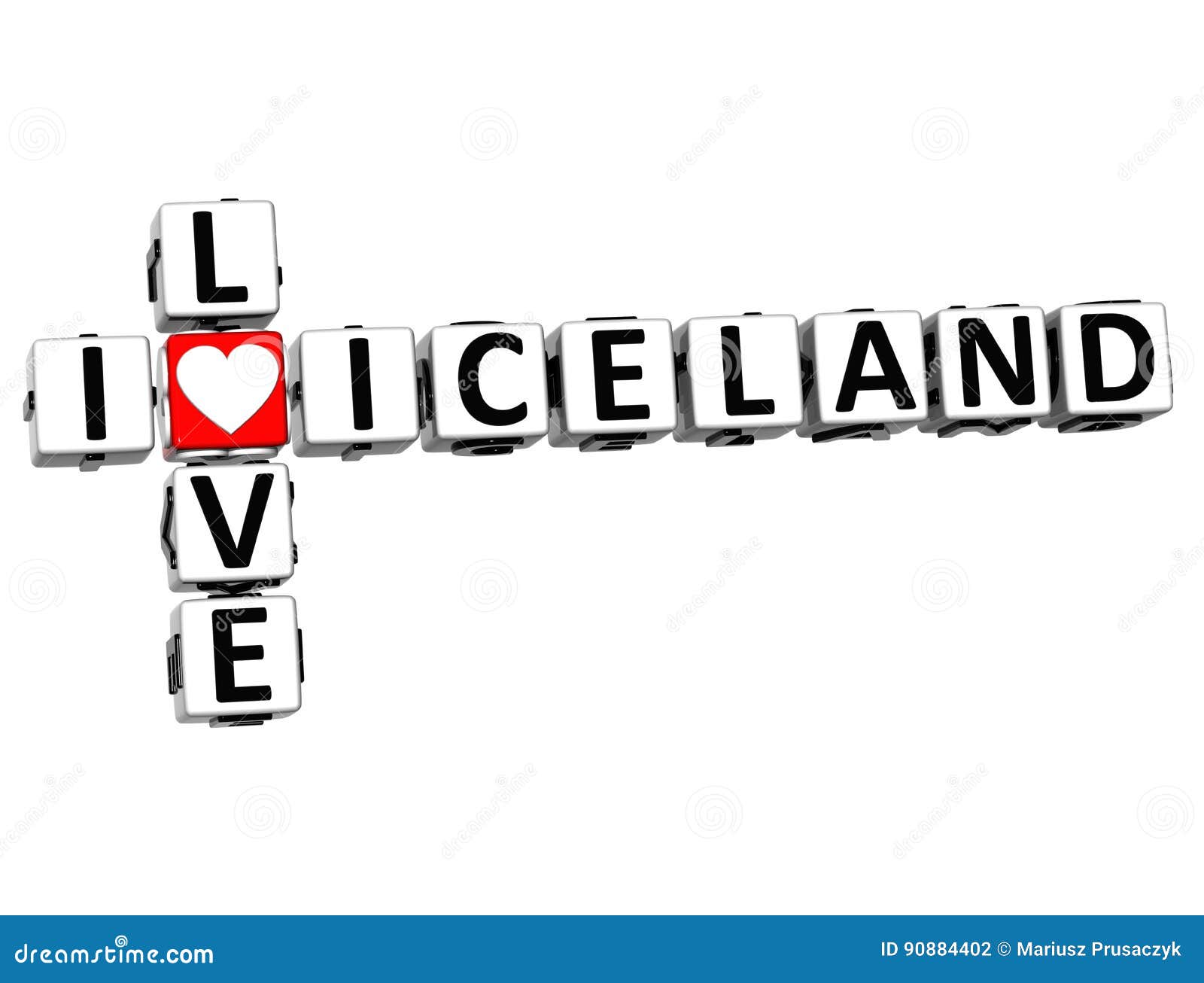 3D I Love Iceland Crossword Stock Illustration Illustration of