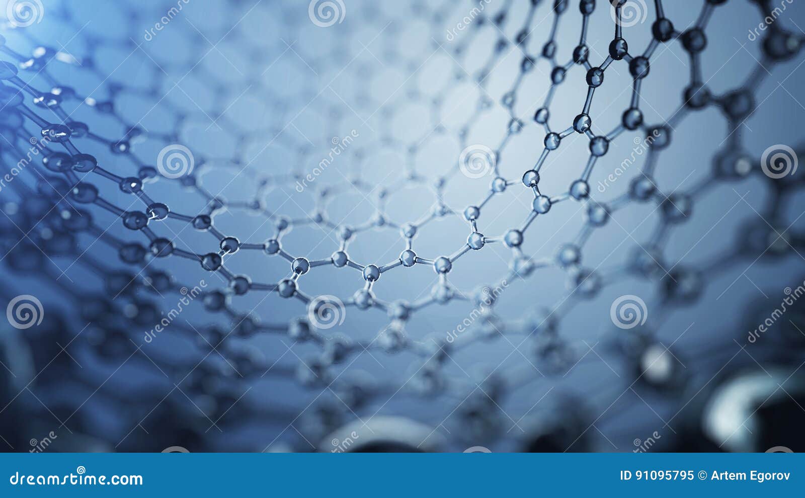 3d illusrtation of graphene molecules. nanotechnology background .