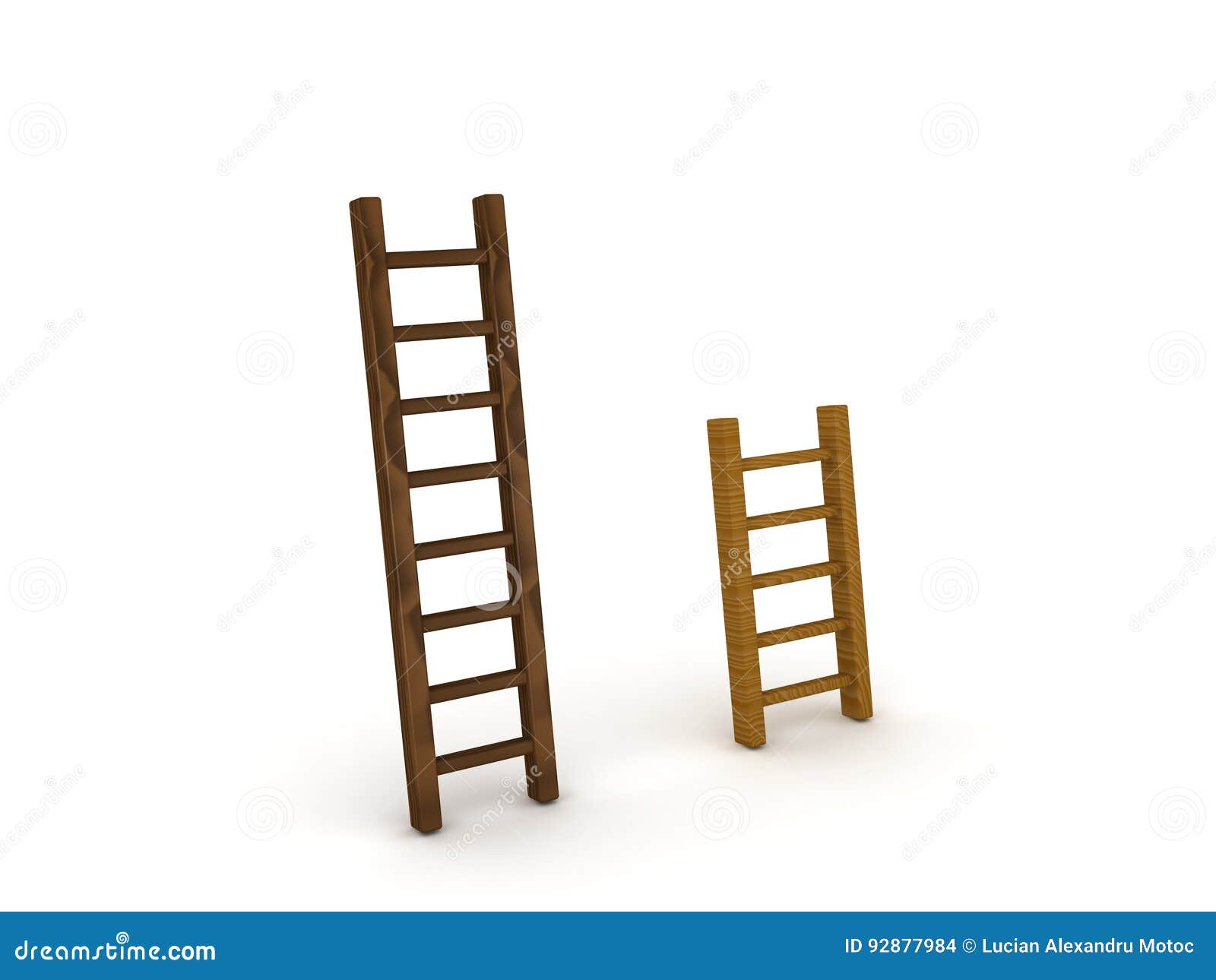 Raap bladeren op materiaal platform 3D Illustratie Van Een Lange En Korte Ladder Stock Illustratie -  Illustration of hiërarchie, dubbel: 92877984