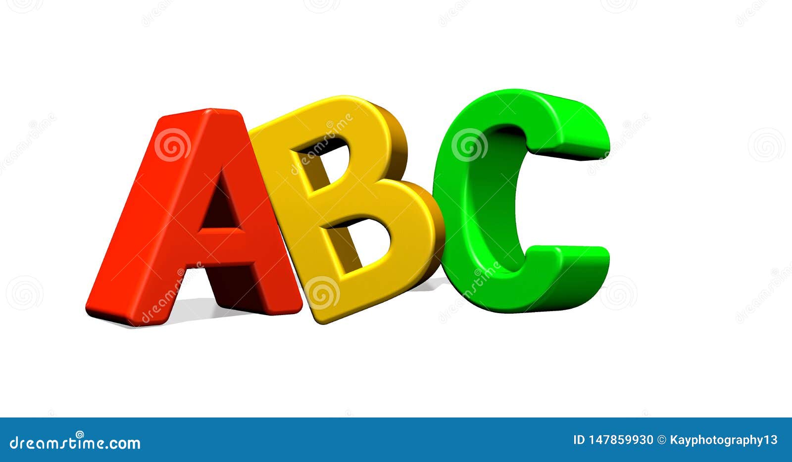 3D Illustration Of ABC Text On White Background. 3D Rendering. Stock ...