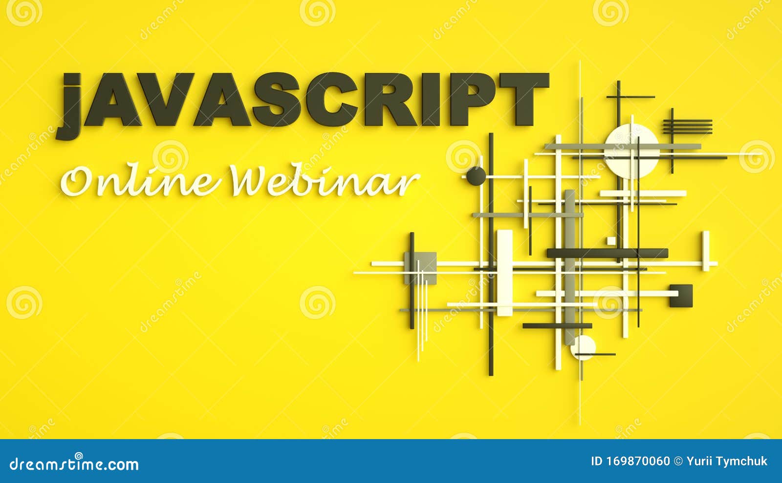 3D Illustration of Advertising Signboard of Javascript Online inar