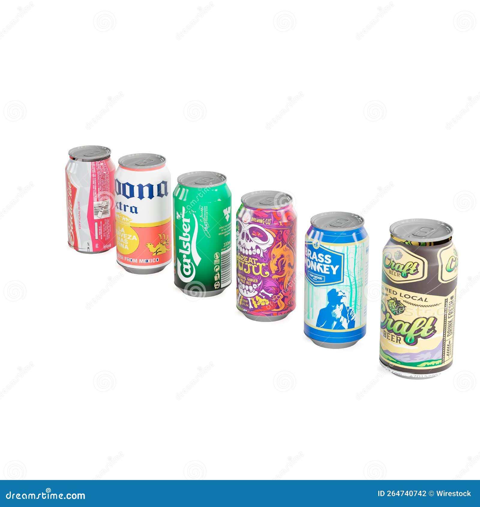 3d Illustration of Alcoholic Drink Cans Isolated on White Background