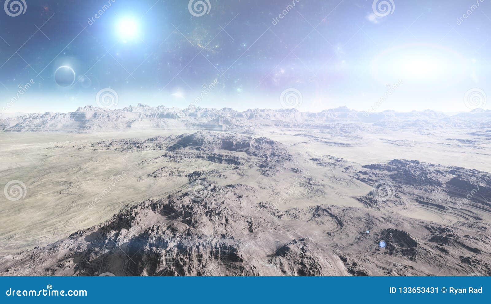 surface alien planet in the space -3d  - 3d render