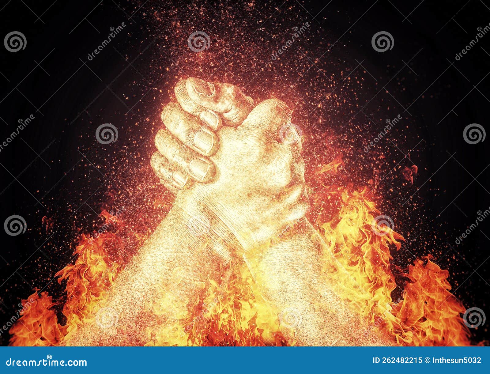 3d Illustration that Synthesizes the Effect of Flames on Arm Wrestling ...