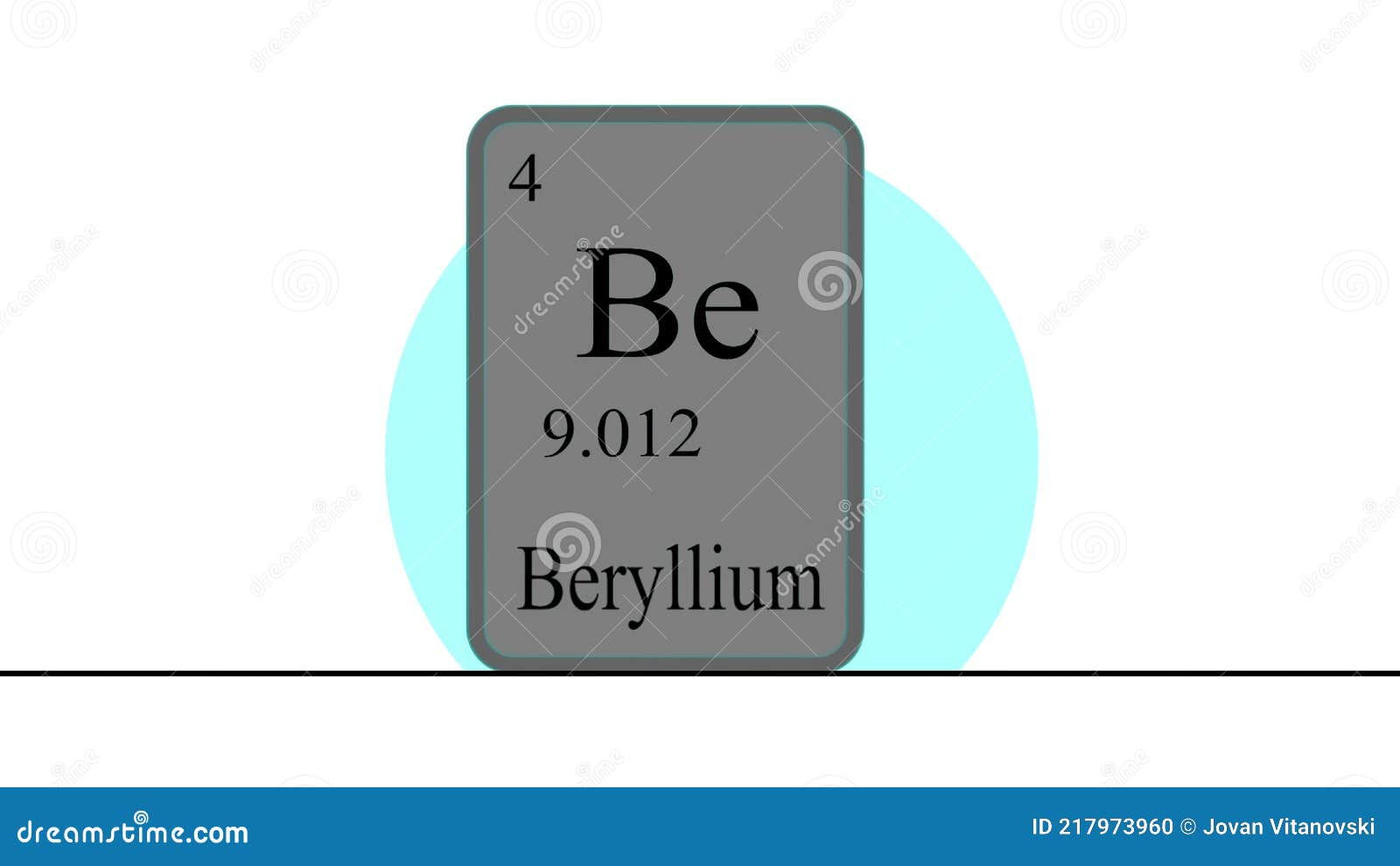 Beryllium. Element of the Periodic Table of the Mendeleev System Stock