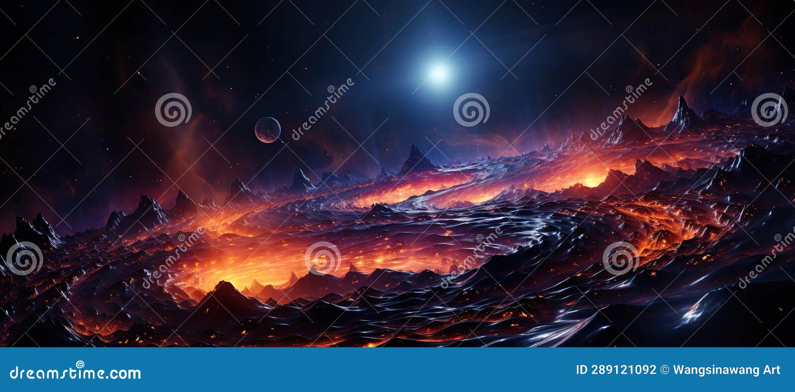 3D Illustration of Black Hole Absorbing Light in Deep Space Stock