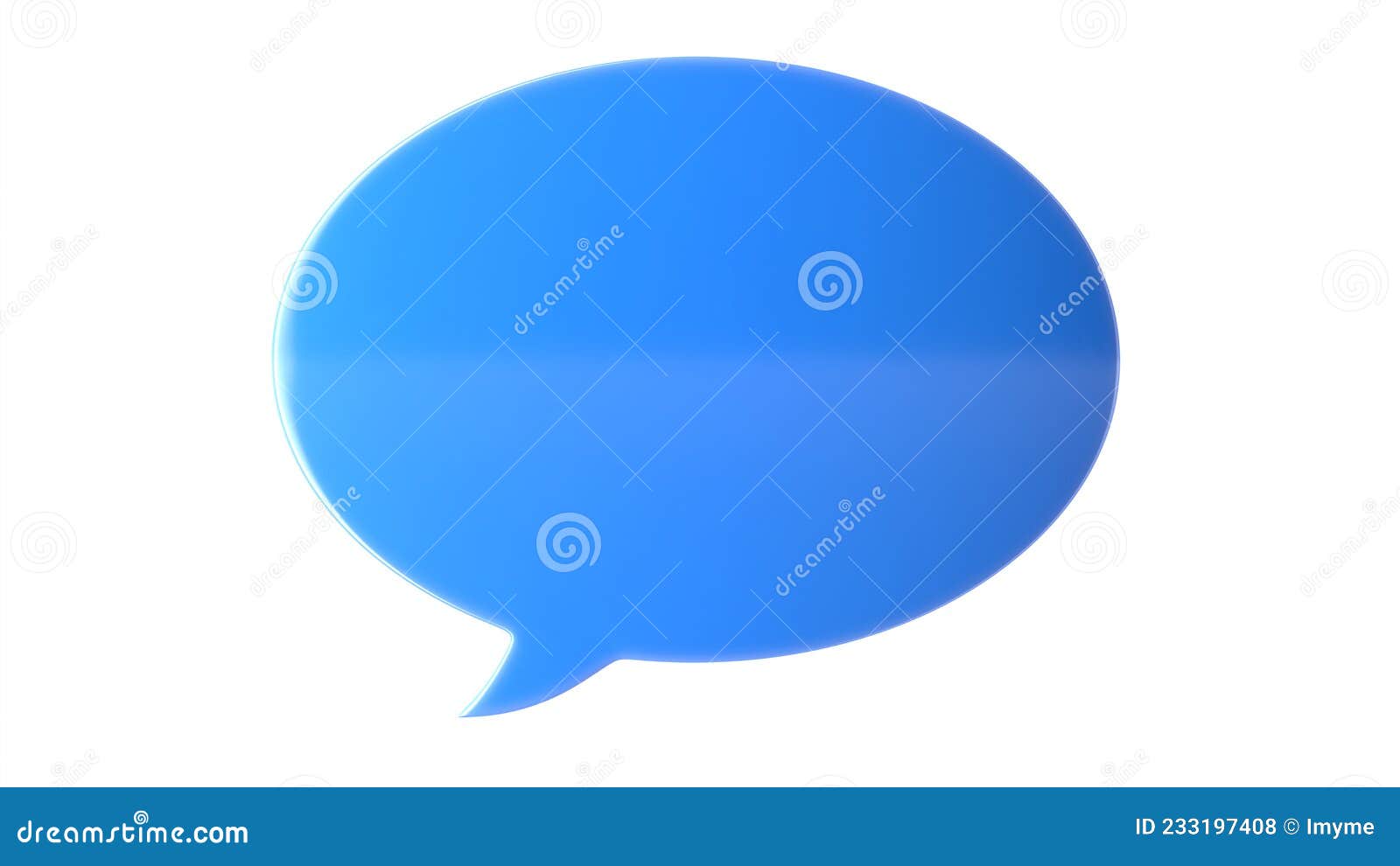 3D Illustration of Blue Text Message Balloon Isolated on White Stock