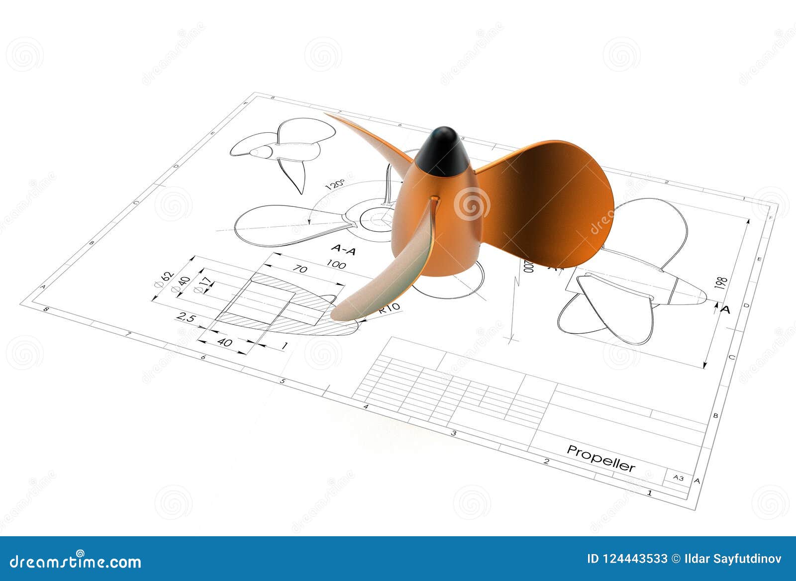 3d Illustration of Boat Propeller Stock Illustration Illustration of