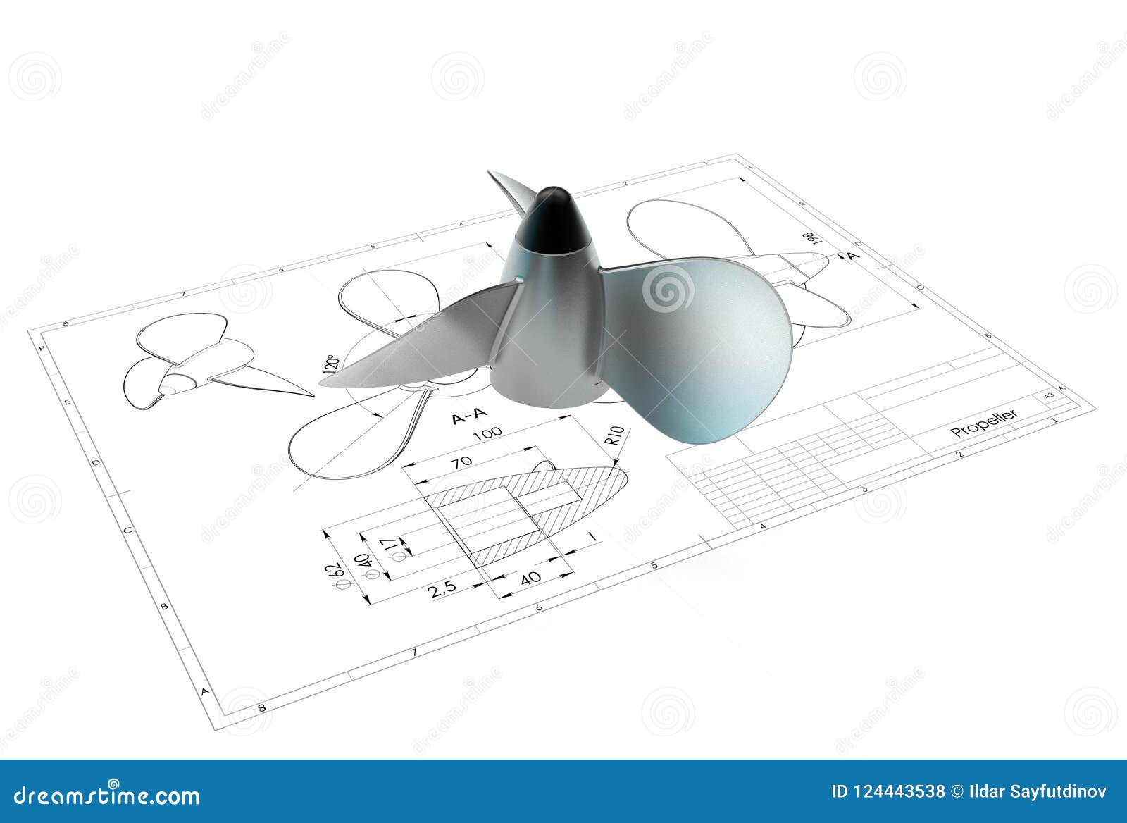 3d Illustration of Boat Propeller Stock Illustration Illustration of