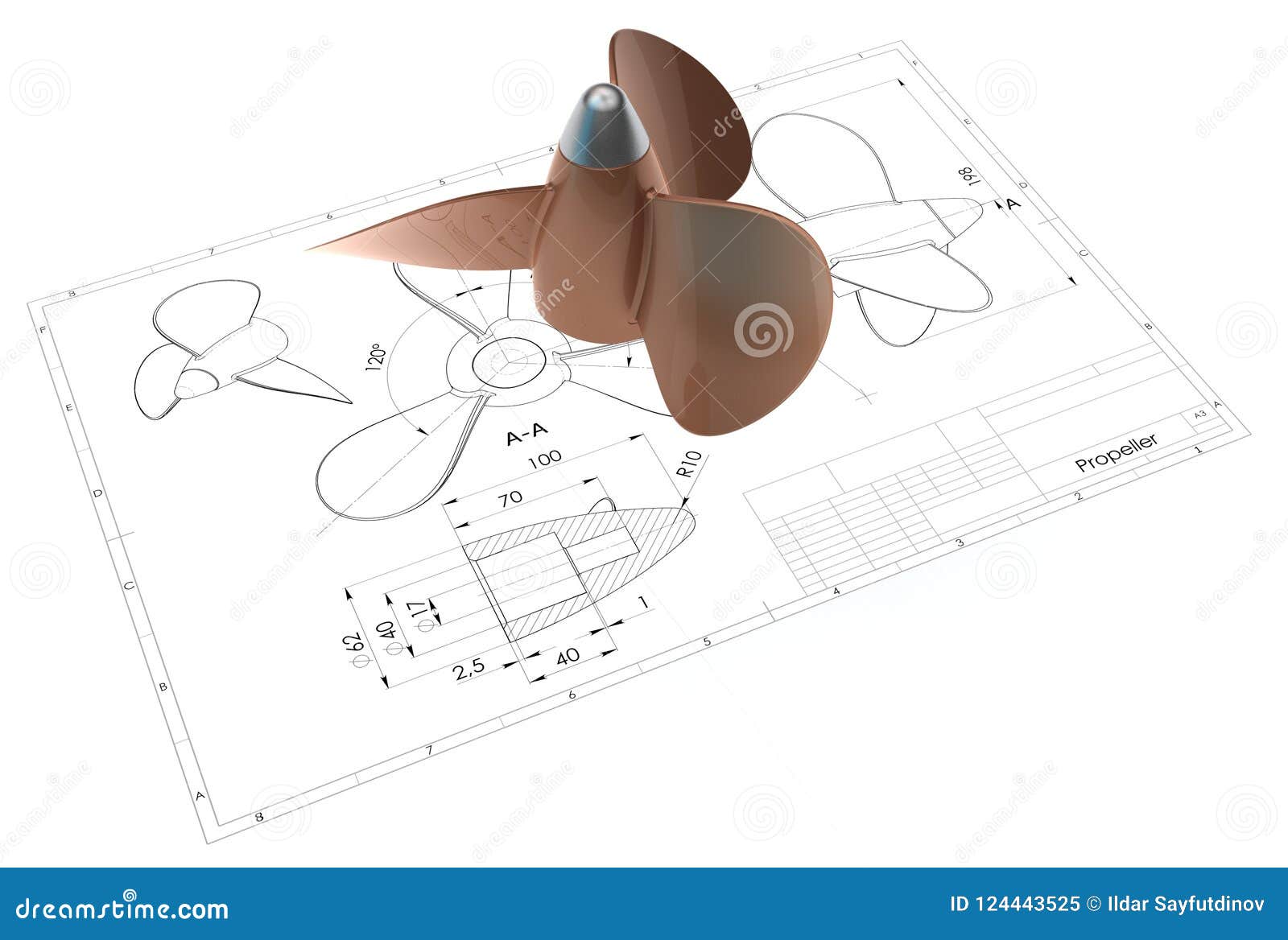 3d Illustration of Boat Propeller Stock Illustration Illustration of