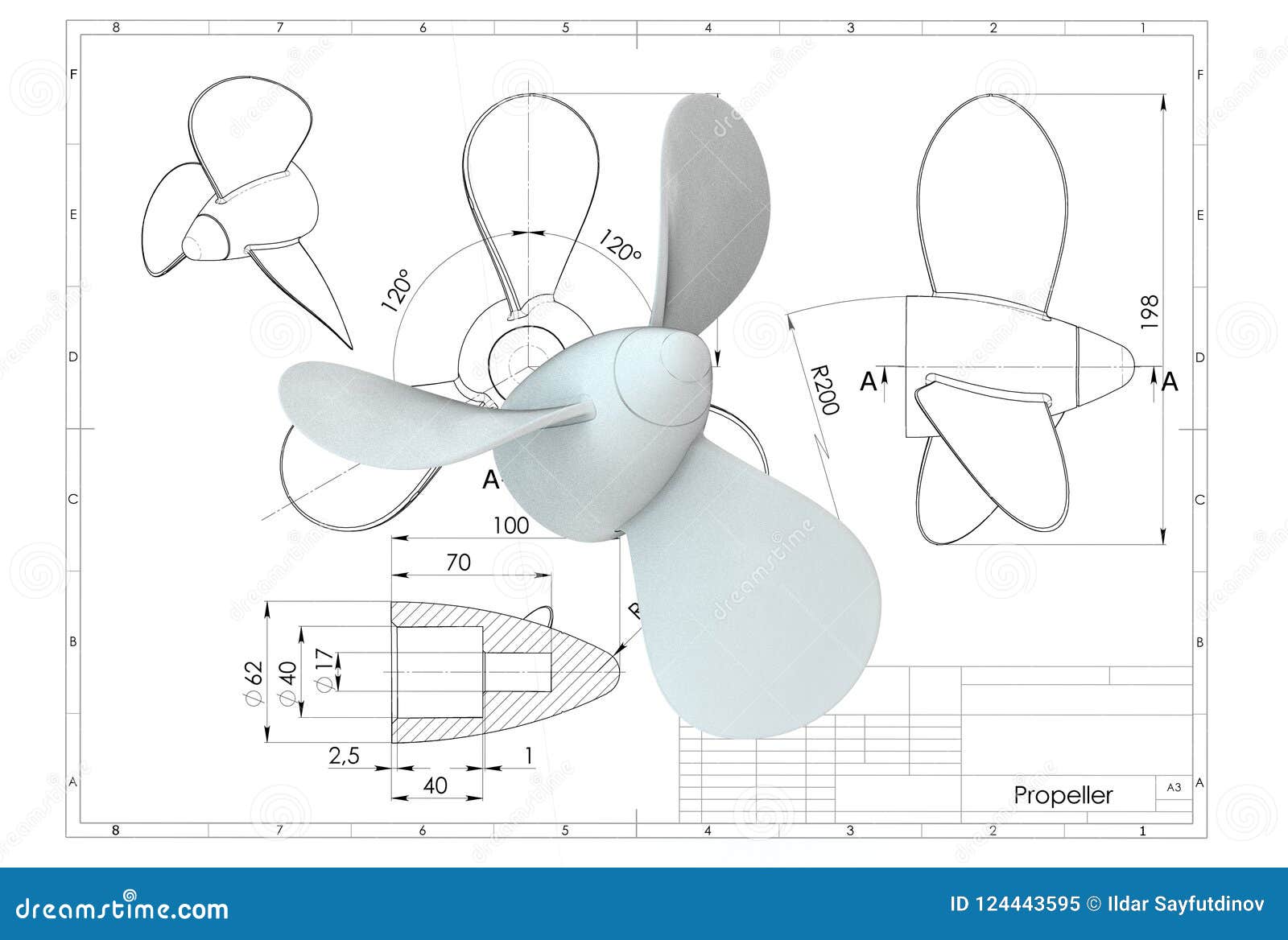 3d Illustration of Boat Propeller Stock Illustration Illustration of