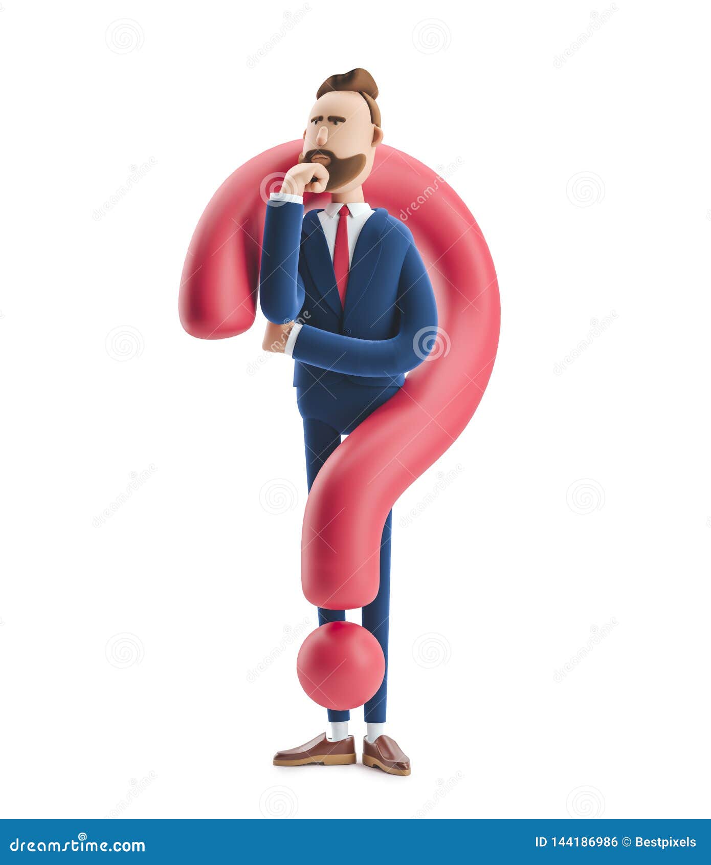 3d Illustration. Businessman Billy Looking for a Solution Stock  Illustration - Illustration of finance, office: 144186986