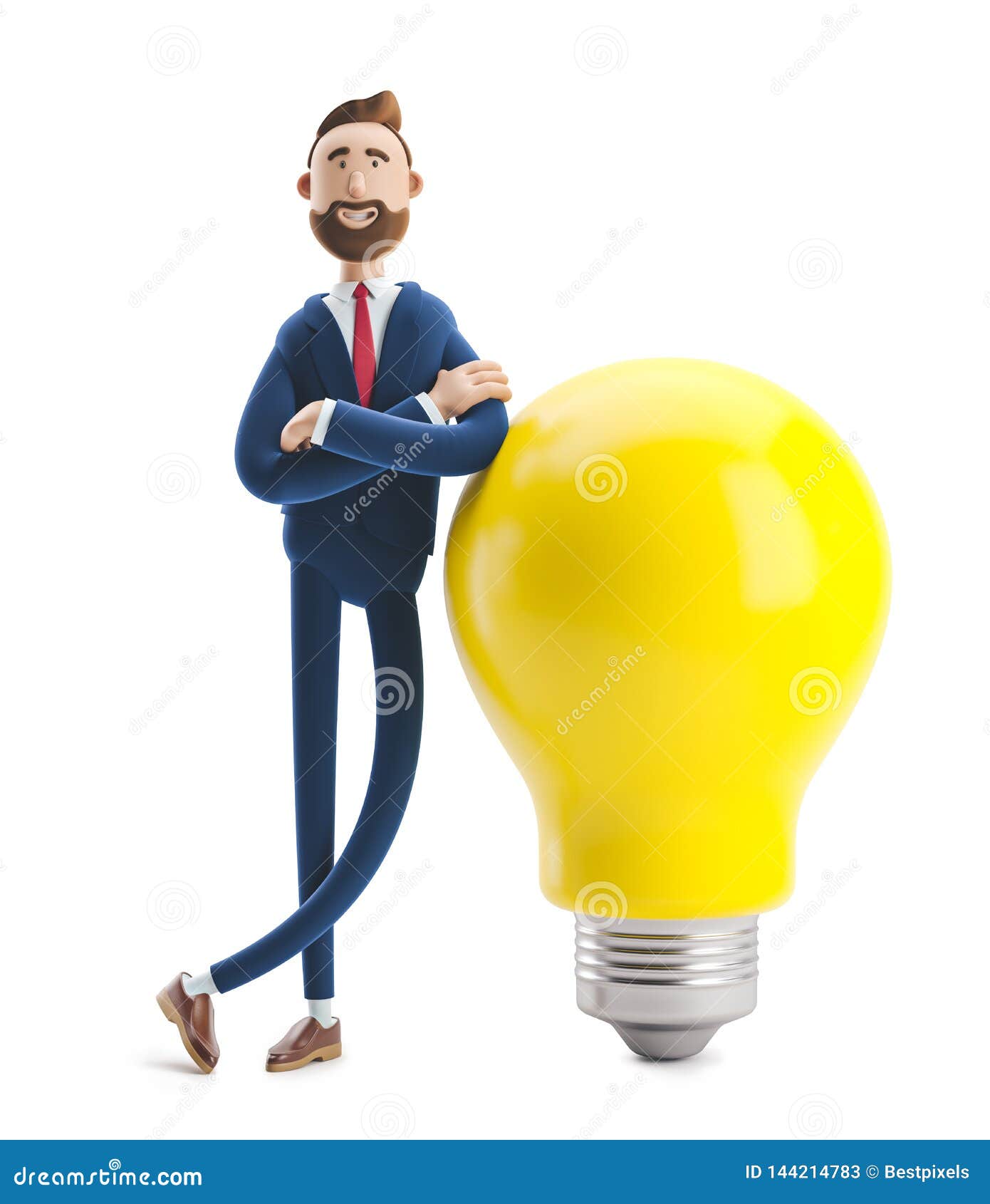 3d . businessman billy with yellow bulb. innovation and inspiration concept.