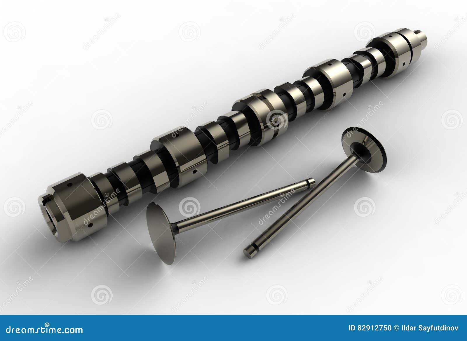 3d Illustration Of Camshaft And Engine Valves Stock Illustration
