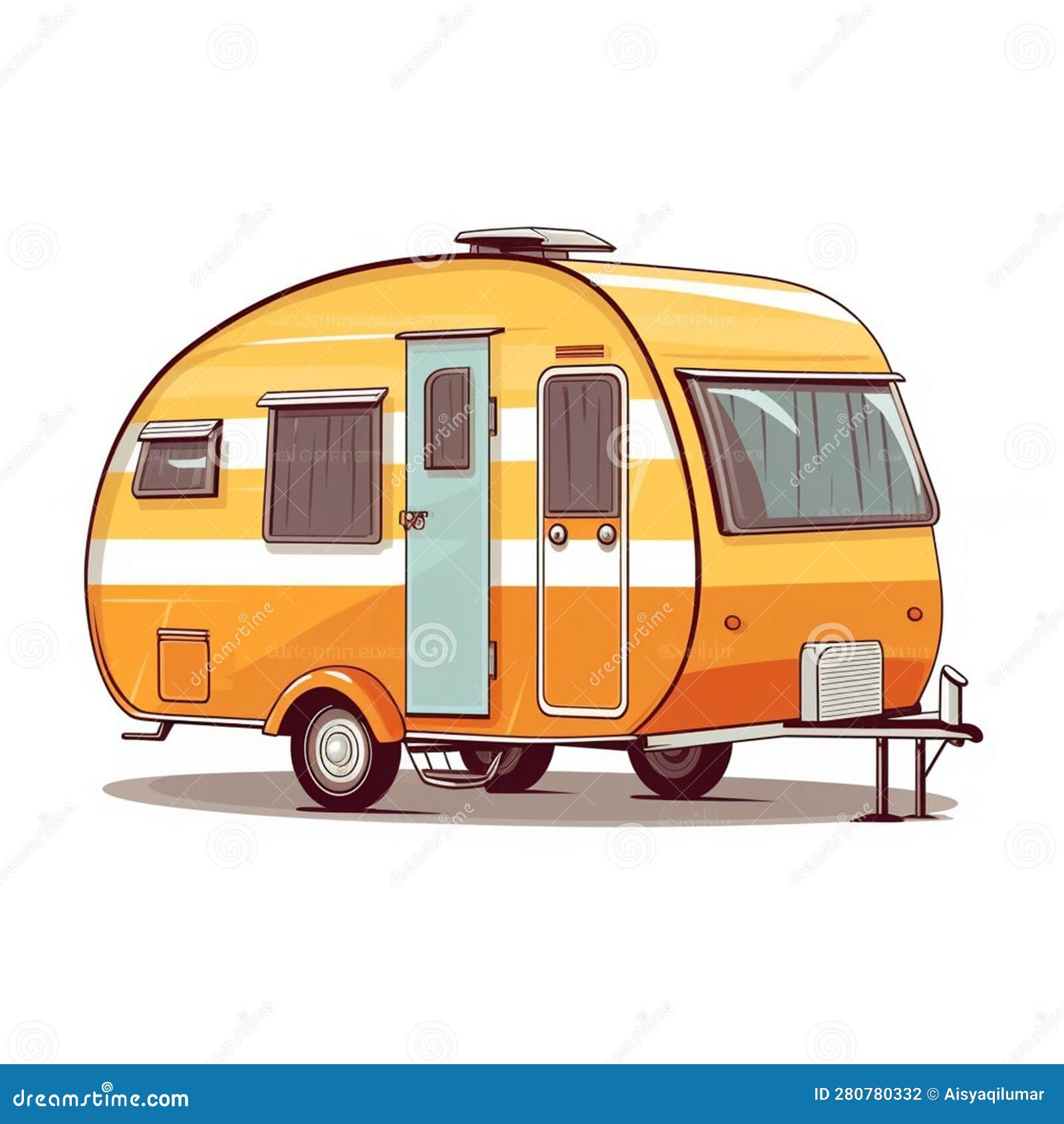 2D Illustration of a Caravan Isolated on White Background. Stock  Illustration - Illustration of traveling, camper: 280780380