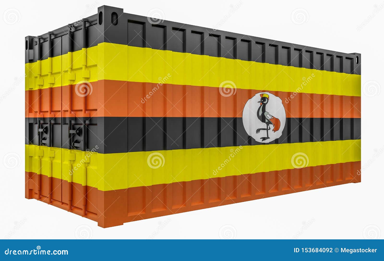 3D Illustration of Cargo Container with Uganda Flag Stock Illustration