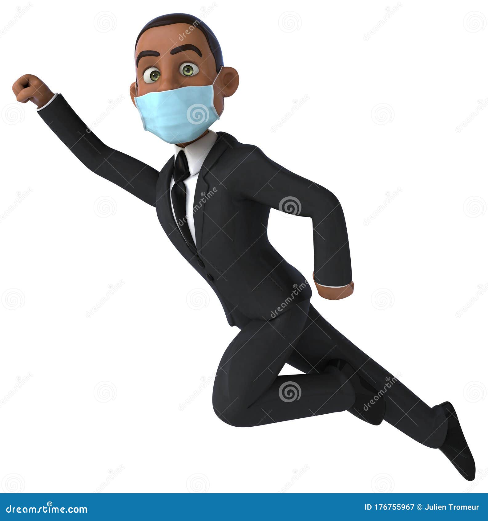 3D Illustration of a Cartoon Character with a Mask Stock Illustration Illustration of