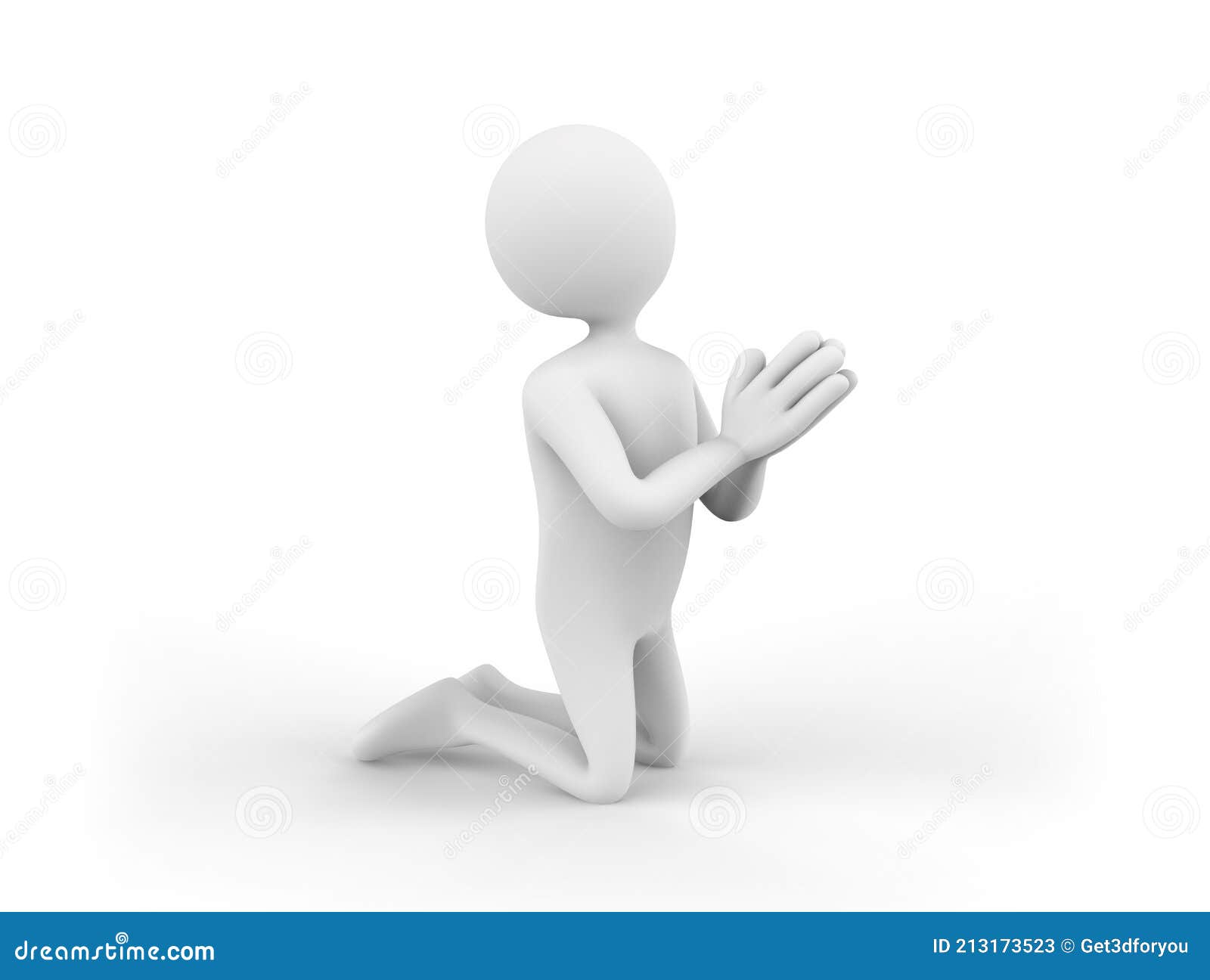 3D Illustration of a Cartoon Man Praying God Stock Illustration ...