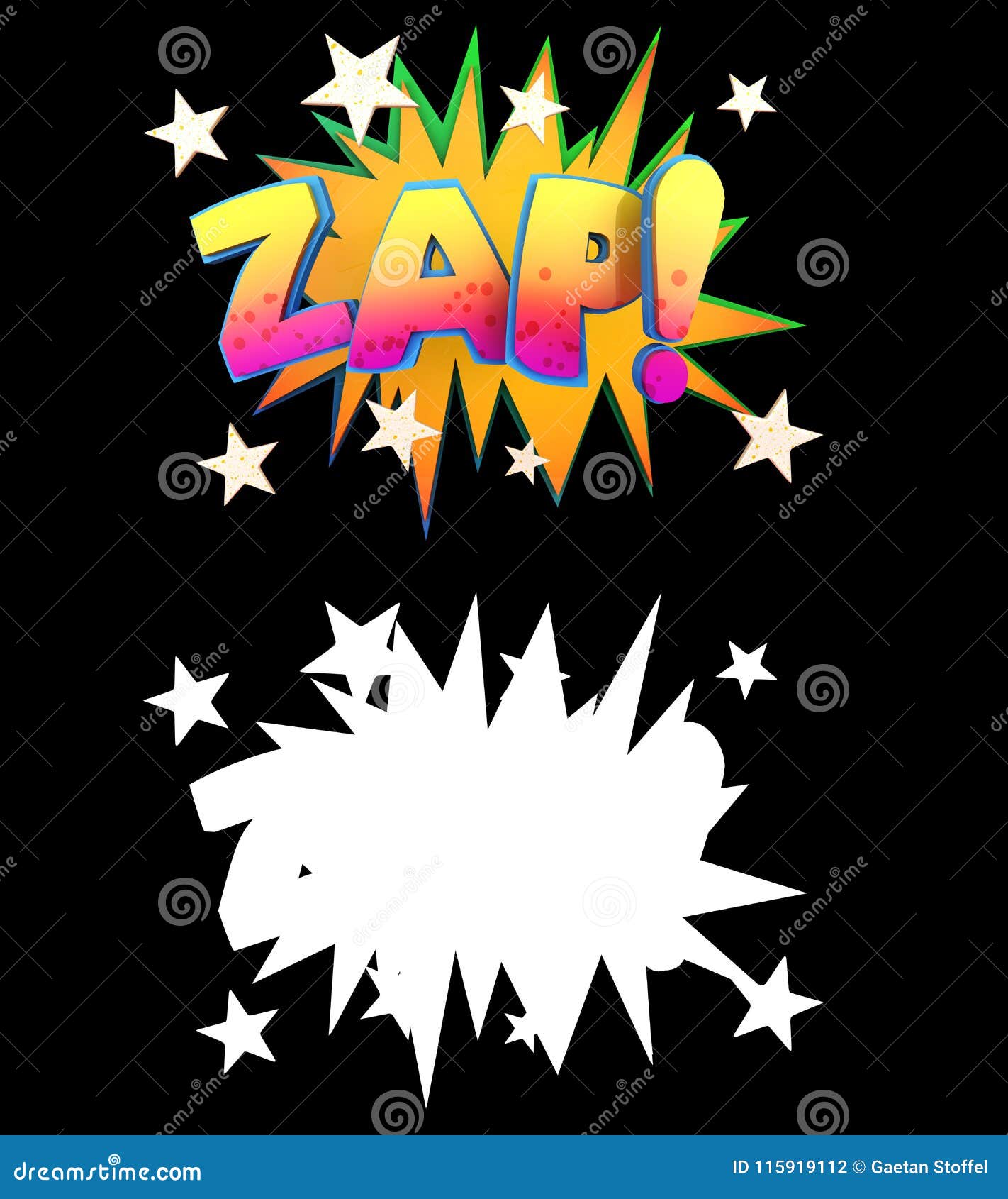 3d Illustration of Cartoon Onomatopoeia Comic Book Style with Alpha