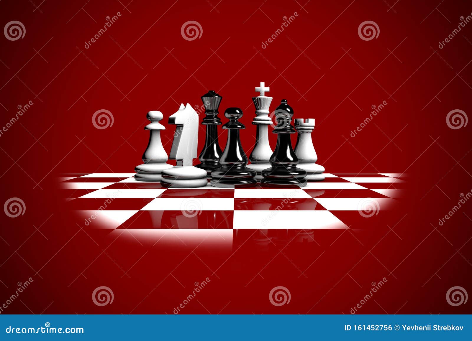 3d Illustration of Chess Pieces on a Red Background Stock Illustration -  Illustration of strategic, play: 161452756