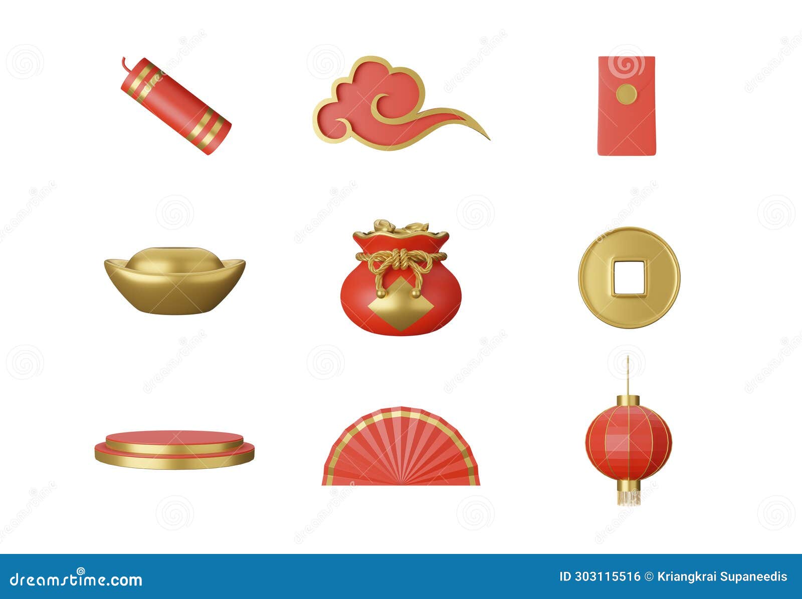 3d  chinese new year s set on white background