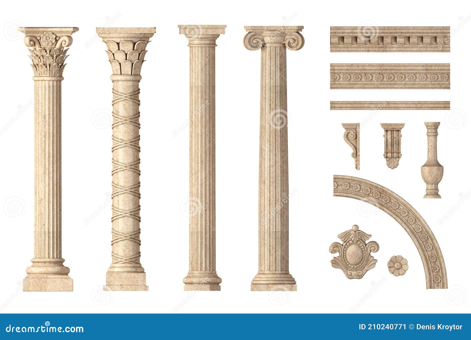 classic antique marble columns set
