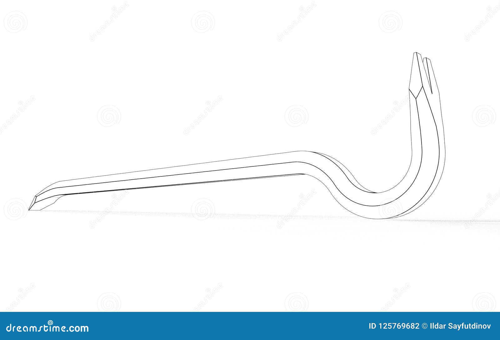 3d illustration of crowbar stock illustration. Illustration of steel