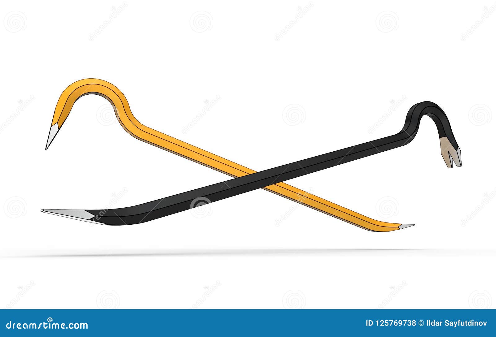 3d illustration of crowbar stock illustration. Illustration of symbol