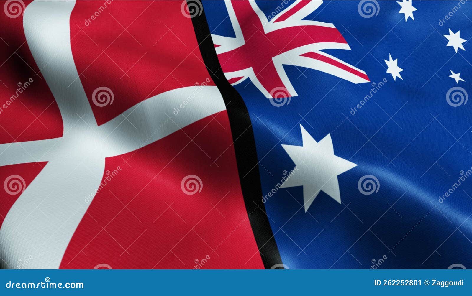 3D Illustration of Denmark and Australia Flag Stock Illustration ...