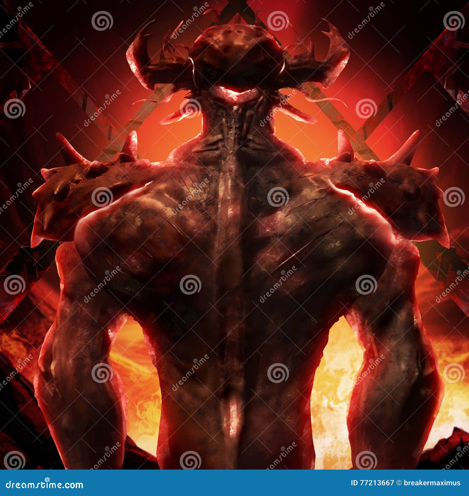3D Illustration of a Devil Back Art. Stock Illustration Illustration
