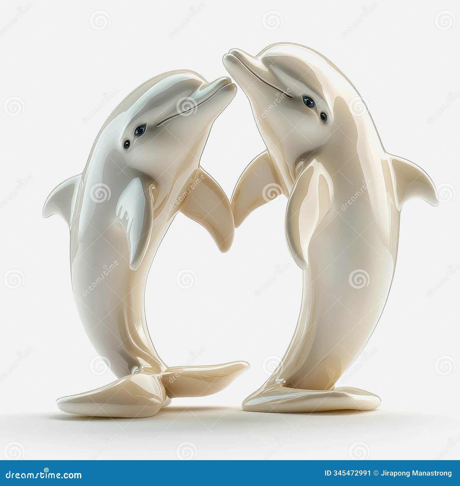 playful dolphins in 3d   on white background, perfect for animal-themed s and creative