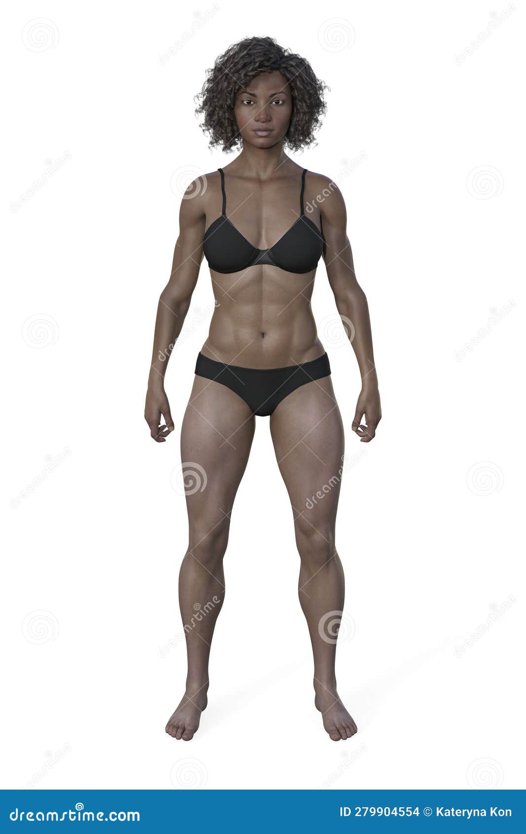 A 3D Illustration of a Female Body with Mesomorph Body Type Stock
