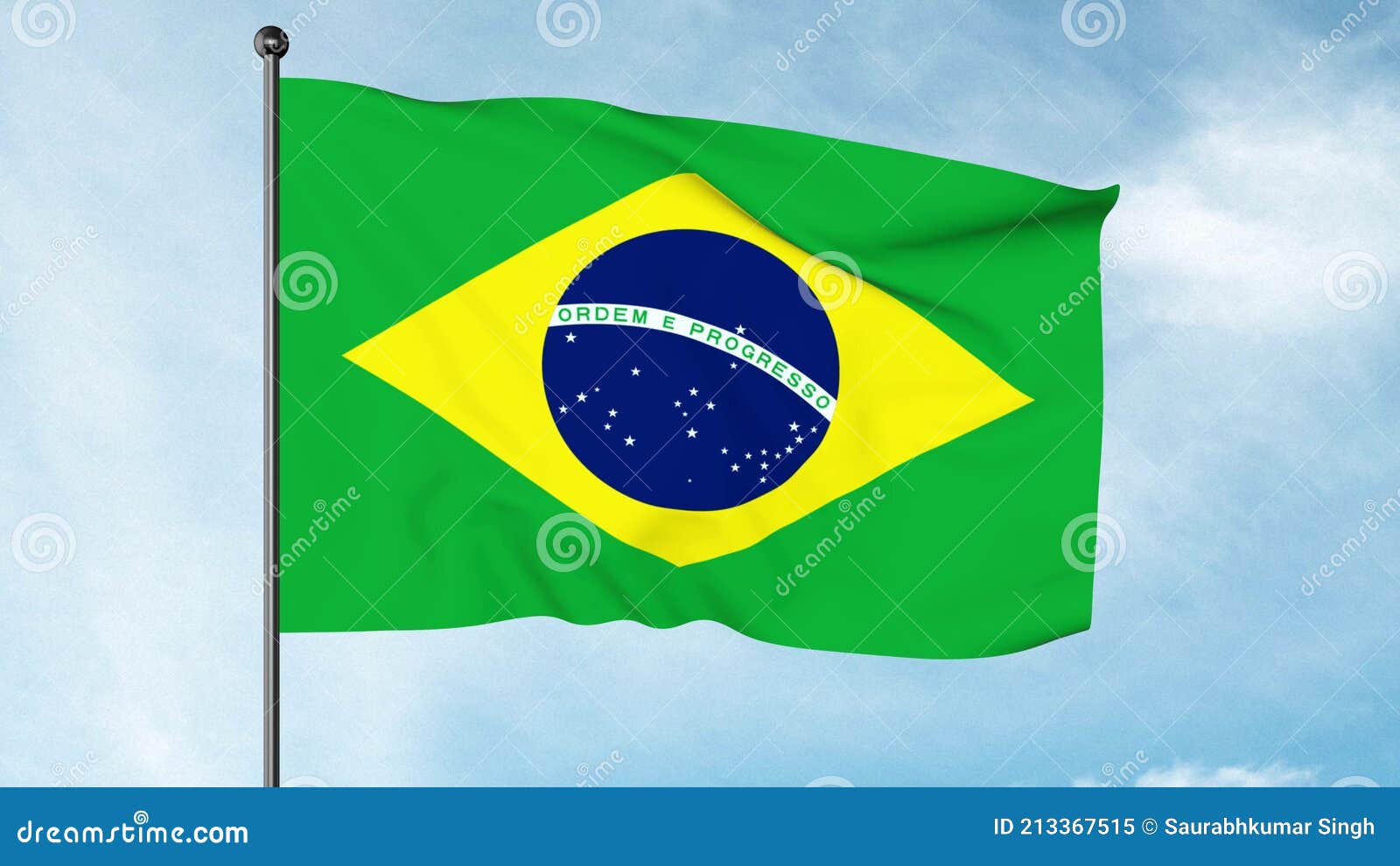 3d  of the flag of brazil, verde e amarela, auriverde, ordem e progresso