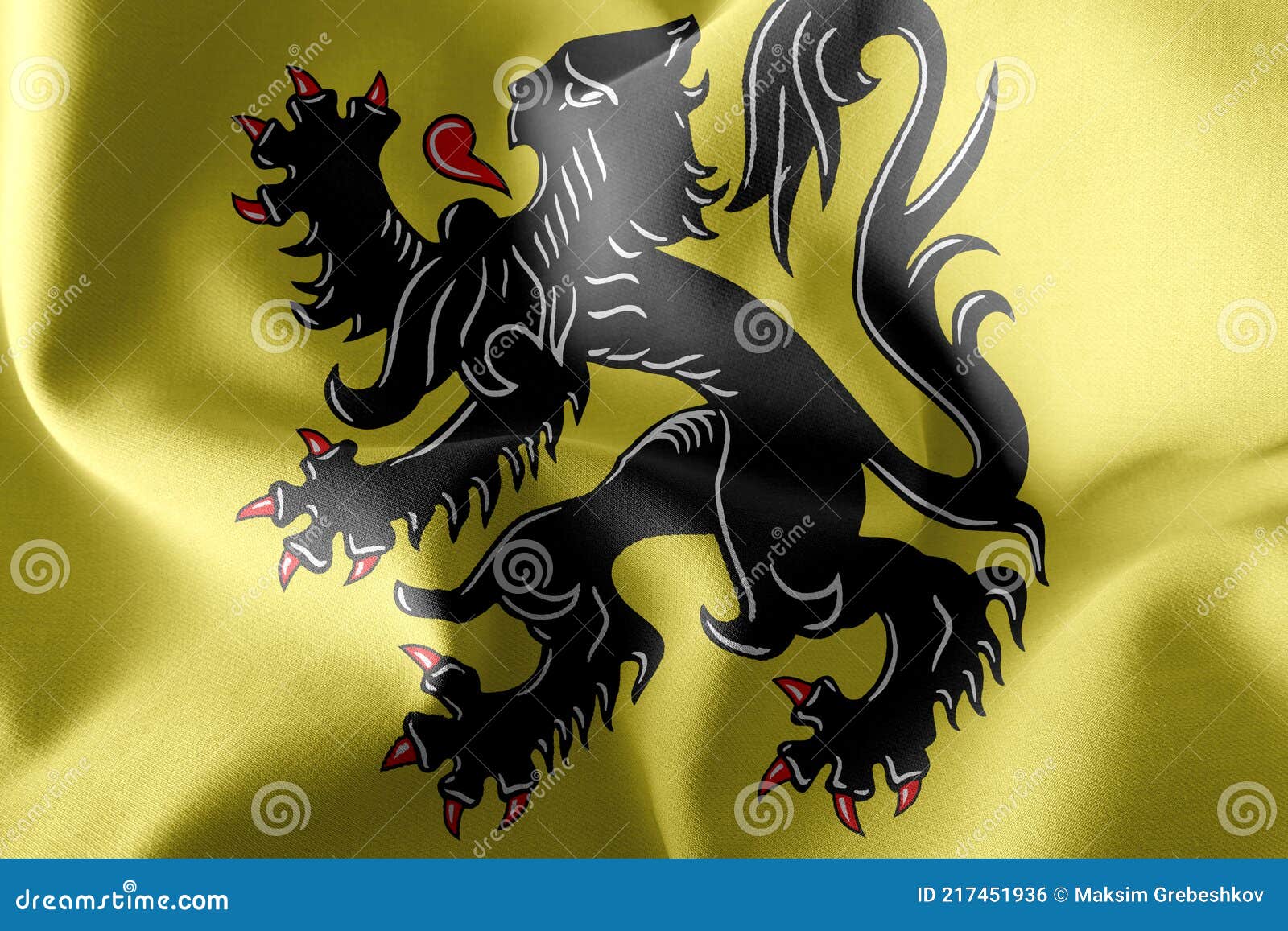 3D Illustration Flag of Flanders is a Region of Belgium Stock ...