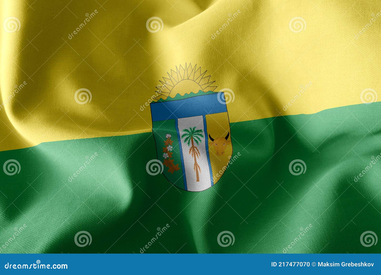 3d  flag of vichada is a region of colombia. waving