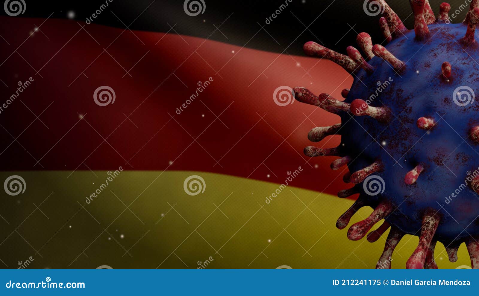 3D Illustration German Flag Waving with Coronavirus Outbreak. Covid 19 ...