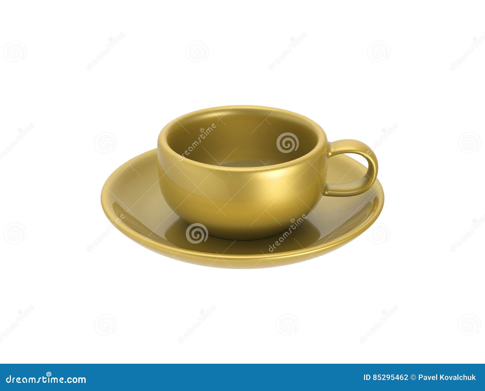3d Illustration Gold Cup And Saucer Stock Illustration