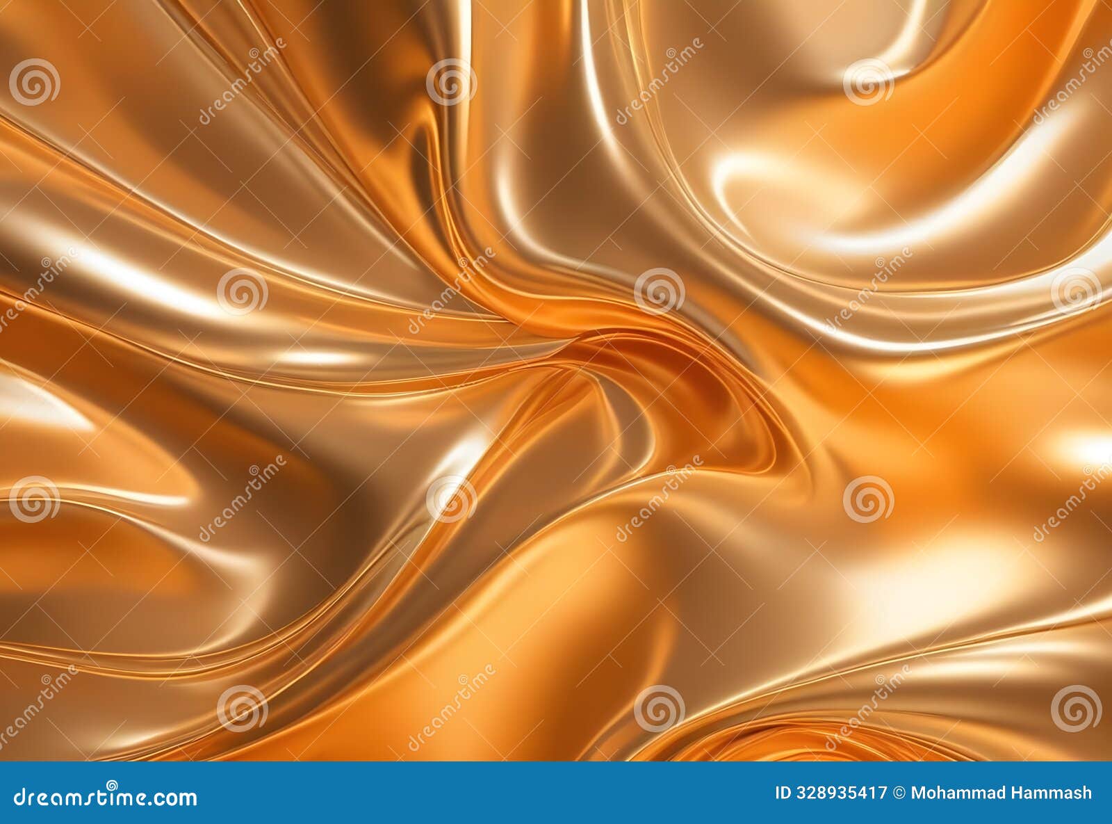3d  of a golden, flowing liquid, creating a wave-like pattern with a smooth and silky texture.