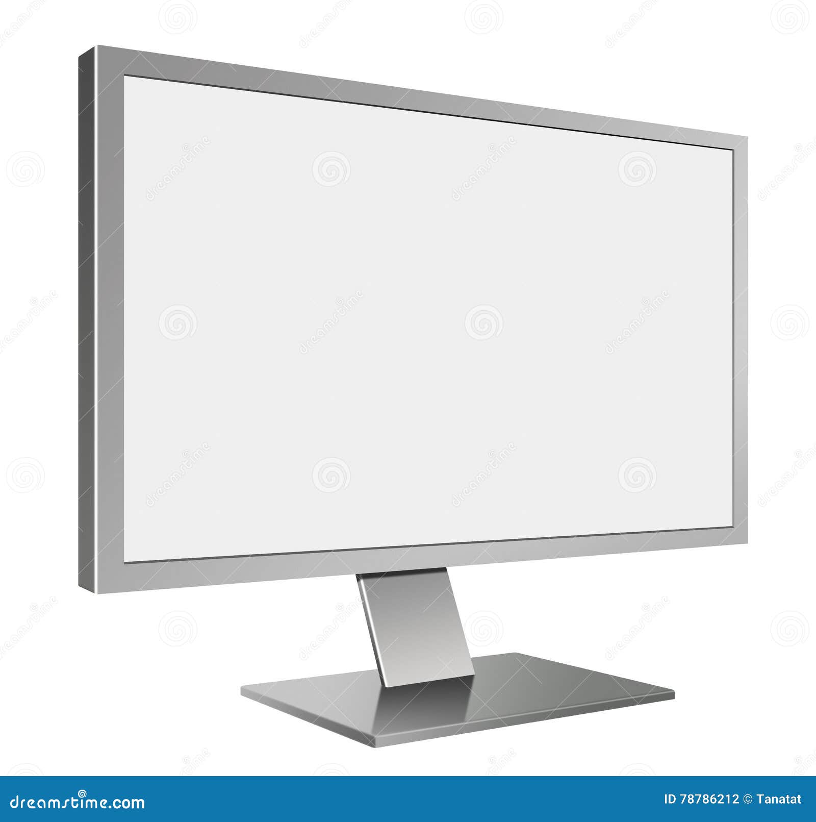 3d  of grey led computer mornitor in perspective
