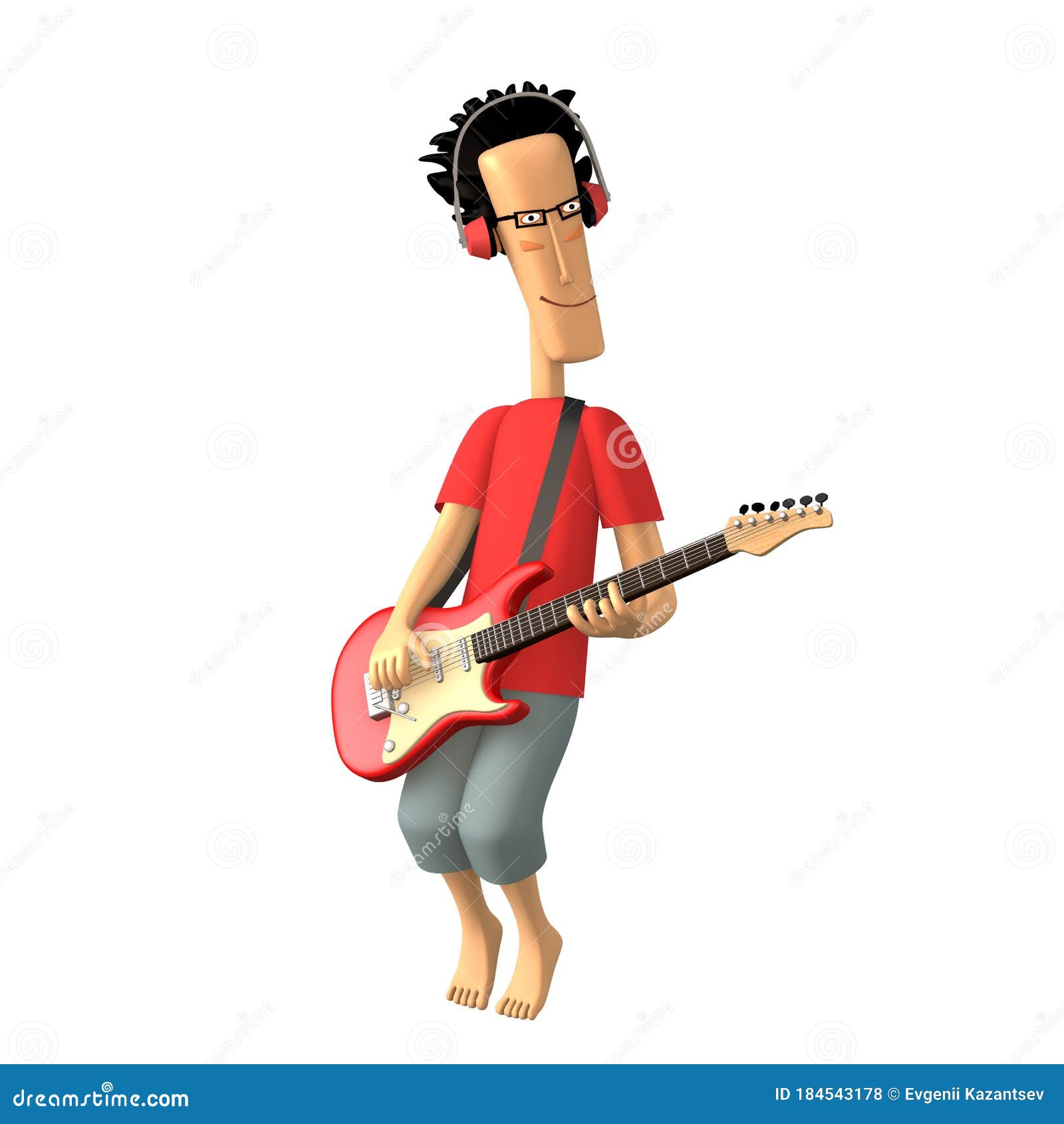 3d Illustration of a Guy Playing an Electric Guitar Stock Illustration -  Illustration of cartoon, cute: 184543178