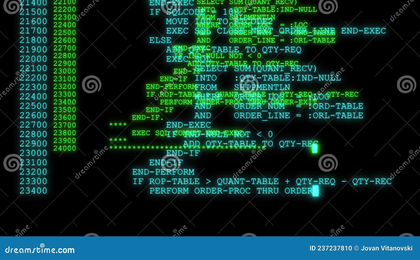 Hacker Code Running Down a Computer Screen Terminal Stock Illustration ...