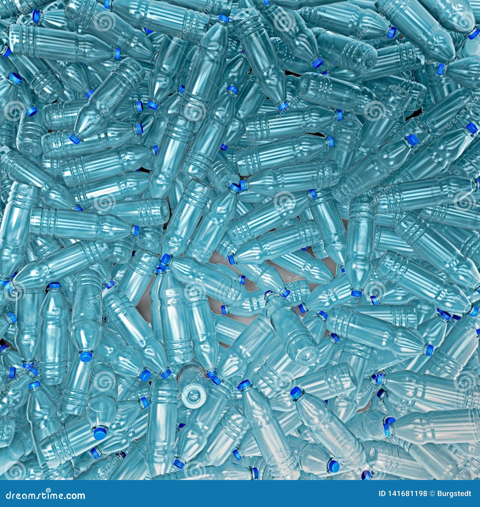 hundreds of plastic drinking bottles wildly mixed up on a big heap