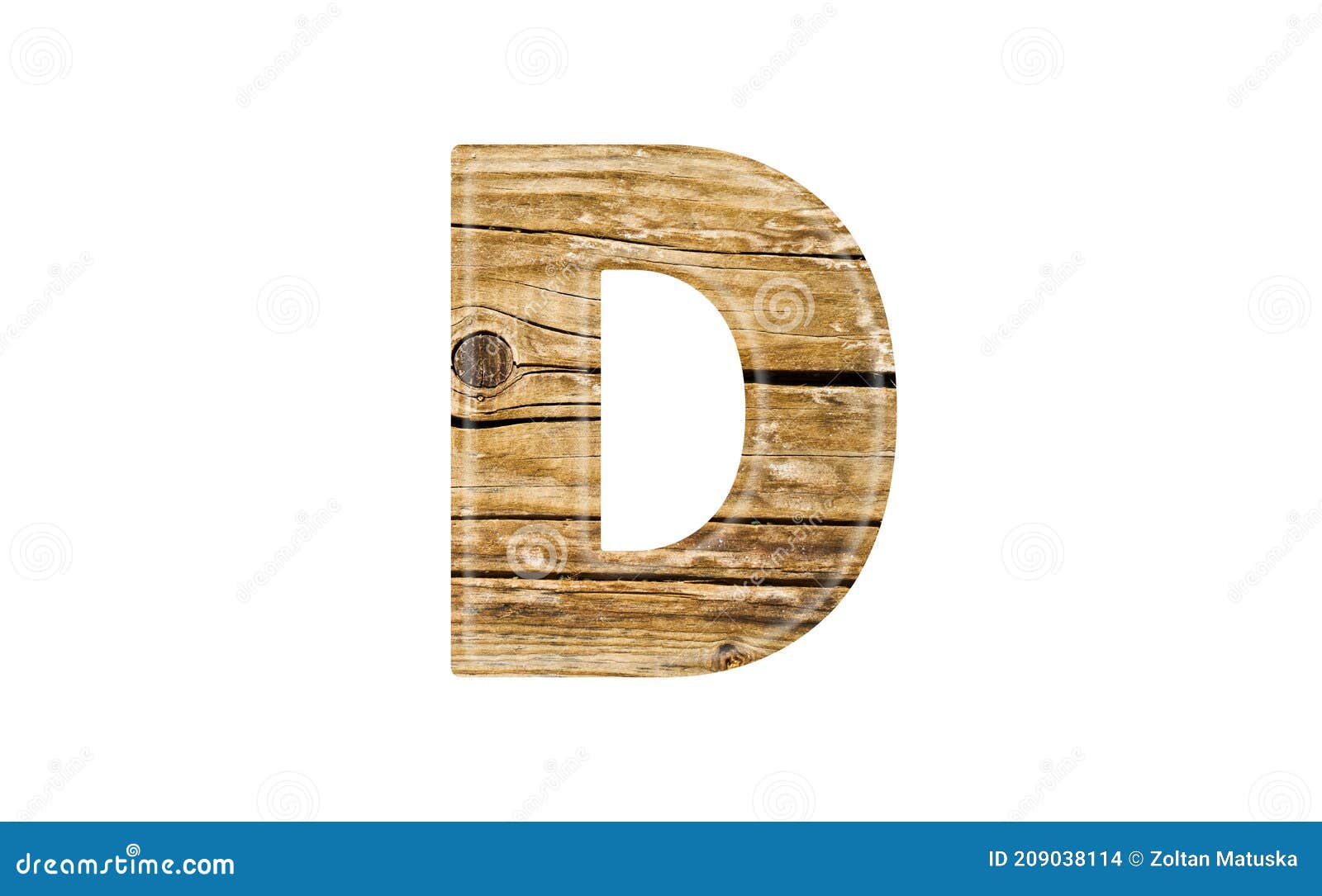 3D Illustration LETTER D Timber Wood Alphabet Font Isolated on White ...