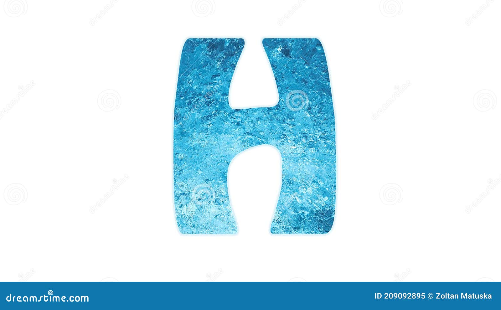 3D Illustration LETTER H Blue Ice Frozen Alphabet Font Isolated on ...