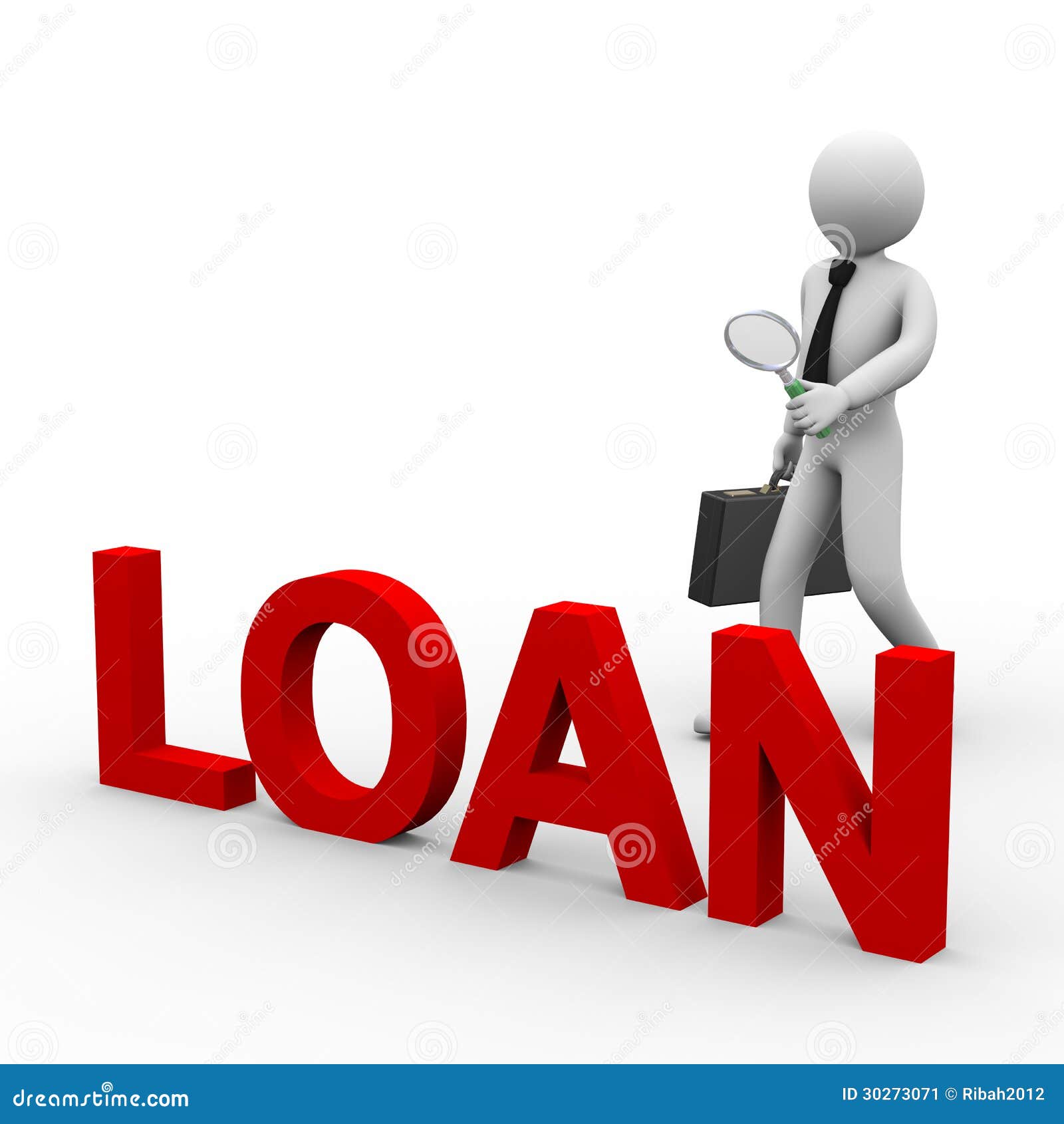 3d Businessman Looking for Loan Stock Illustration - Illustration of